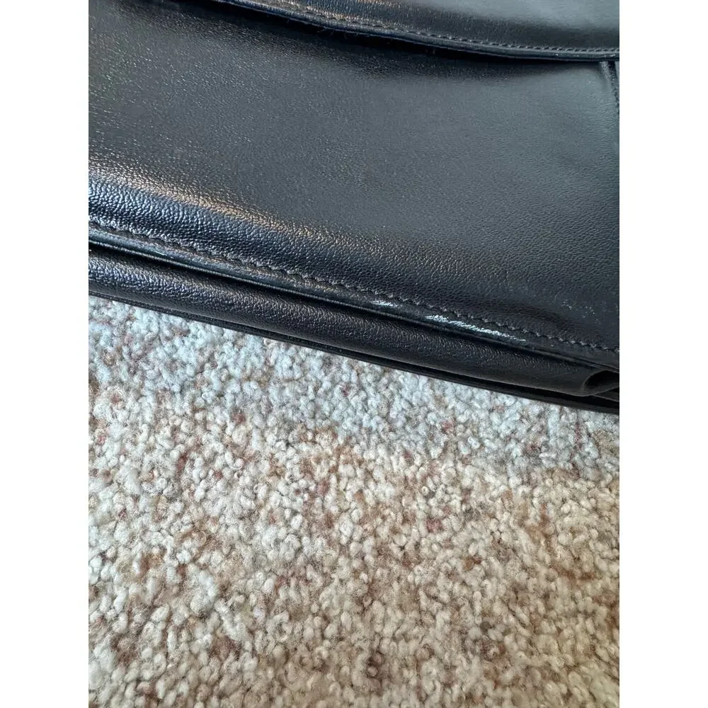 Vintage Black Leather Briefcase Crossbody Bag Made in Argentina